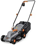 DOVAMAN LA33A 1300W Elektro Rasenmäher, 33cm Schnittbreite, Bis zu 95% Fangrate, 3-stufige Schnitthöhe, Grasfangkorbanzeige, Leichtes Design, Platzsparend klappbar, Ideal für Hausgärten