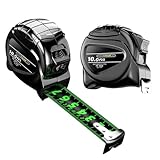 Maßband Set – 2 Stück 10m Stahl Rollbandmaß | Wasserdichtes Rollmaß mit fluoreszierender Doppelskala | Robustes Holzwerkzeug für Haushalt, Heimwerker, Werkstatt, Innen- & Außenbereich
