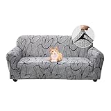 Jaotto Sofabezug 2 Sitzer Elastischer Stretch Spandex Sofa Überwürfe Sofahusse Antirutsch Waschbar Sofaschoner Couchbezug für Sofa mit Armlehne,Grauer Stil