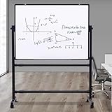 Großes doppelseitiges Whiteboard, 50 x 70 cm, magnetisch, trocken abwischbar, wendbare Staffelei für Büro, Klassenzimmer, Zuhause, Schwarz, tragbar und vielseitig