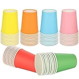 VIDETOL 120 Stück Pappbecher, 250 ml Papierbecher, Recycelbare Partybecher, Becher Pappe, Mehrfarbig Trinkbecher für Party, Geburtstag, Hochzeit, Halloween, Weihnachte