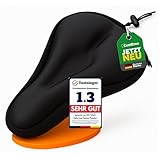 CustEmo® Fahrradsattel Überzug Polster mit [Ergonomic Foam 2.0] - Ergonomischer Gel Sattelbezug Fahrrad - Sattelüberzug gepolstert I Fahrradsitz Polster für Damen & Herren, Memory Foam