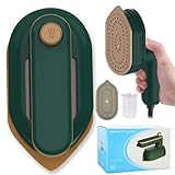 Mini Dampfbügeleisen, 2 in 1 180°Schwenkbar Faltbares Tragbarer Reisebügeleisen für Bekleidung, Handbügeleisen, Steamer Dampfglätter für Familie, Hotel, Dienstreise Machen, College, Green