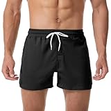 Herren 3 Zoll Laufshorts Schnell trocknend Athletisch Gym Workout Training Marathon Shorts Schwarz M