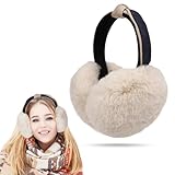 Lvefyti Damen Faltbare Plüsch Ohrenwärmer, Kälteschutz Warme Ohrwärmer Winter Mädchen Ohrschützer mit Bogenknoten, Winddicht Ear Muffs Ear Warmers Geschenk, Aprikose