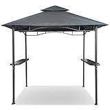 Grillpavillon Wasserdicht 340g/m² PVC Dach Pavillon 250x150 cm mit Ablage Gartenlaube Gartenpavillon BBQ (Anthrazit 27-A)