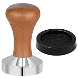 Vicloon Kaffee Tamper,Tamper 51mm mit Holzgriff und Silikonmatte 60mm,kaffeestempel Edelstahl,Espresso Tamper, Solid Heavy, Barista Style
