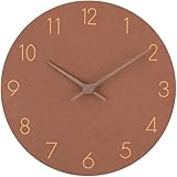 NESIFEE Wanduhr Ohne Tickgeräusche Holz MDF Braun Küchenuhr Retro Design Modern Lautlos Uhr Wand Groß Kinder Wanduhren Wohnzimmeruhr Küchenuhren Deko Wohnzimmer Badezimmeruhr Bahnhofsuhr