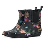 HISEA Kurz Gummistiefel Damen Wasserdicht Regenstiefel Chelsea Stiefel Gartenschuhe Anti-Rutsch Knöchel Gummi Stiefel Stiefeletten mit Komfort Einlegesohle Mode Regenschuhe für den Außenbereich