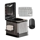 Tragbare Toilette für Erwachsene | Faltbare Campingtoilette | 33,5 cm Reisen für Toiletten im Freien | Kompaktes Mobilheim mit Müllbeutel und Lufterfrischer für Strandauto von t