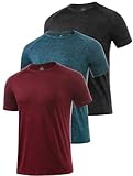Star Vibe 3er Pack Sportshirt Set Für Herren T-Shirts Atmungsaktive Fitness Tshirt Gym Funktionsshirt Kurzarm Black/Navy/Wine Red L