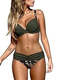 Dokotoo Damen Bikini Set Sexy Push Up Badeanzug Zweiteilige Bademode Swimsuit grün M