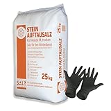 25 kg Stein Auftausalz (1 x 25 kg) Streumittel Streusalz KL-M Schnee Winter Eis Frost Premium inklusiv 1 Paar ARNOMED Einweghandschuh