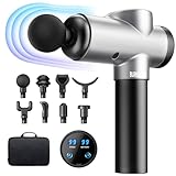 BURNNOVE Massagepistole Massage Gun 99 Geschwindigkeit 8 Massage Kopf Nacken Schulter Tiefenmassage Pistole 2550mAh mit LED-Anzeige Touchscreen geeignet für Haus Fitnessstudio Büro