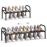 SONGMICS Schuhregal, Schuhständer, 1 Ebene, Metallregal, verstellbar, Schuhe,Standregal, für Flur, Garderobe, Eingangsbereich, tintenschwarz LMR019B01