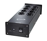 Dynavox HiFi-Netzfilter X4100B, Mehrfach-Steckdose mit 8 Steckplätzen, mit LED-Kontrollleuchte für korrekte Phasenlage, Schwarz