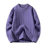 Langärmeliger Strickpullover für Herren, locker, schicker Rundhalspullover, violett, M