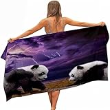 PEIHUODAN Strandtuch, 3D Panda Microfibre XL XXL Handtuch, Schnell Trocknendes Handtuch Strandtücher Badetuch Surf Swim Yoga Spa Strand Bettdecke Leichtes Reisehandtuch (Farbe 1,80x180cm)