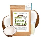 VEGAN Protein-Pulver BIO Kokos ohne Soja & Chemie [Regional aus Deutschland] - 5K pflanzliches Premium Proteinpulver » Zum Backen & als Bio Eiweiß-Shake « 600g Veganes Bio Kokosnuss Eiweißpulver