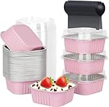 KAHEIGN 50Pcs Mini-Kuchen Förmchen Backförmchen aus Aluminiumfolie, 150ml Quadratische Backformen Kuchenförmchen mit Deckel, Muffinförmchen Cupcake Schüssel, Backformen für Dessert