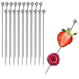 com-four® 20x Cocktailspieße aus Edelstahl - Spieße für Fingerfood, Obst, Burger - wiederverwendbarer Party-Picker 11 cm - Häppchen Piekser für Geburtstag, Party, Barbecue, Hochzeit (20 Stück - 11cm)