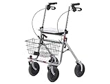 Bischoff & Bischoff Senio Rollator, faltbar - Standard-Rollator mit großen Rädern für drinnen und draußen, höhenverstellbare Gehhilfe inkl. Korb, Tablett & Stockhalter