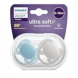 Avent Ultra Soft Schnuller, kiefergerecht, Silikon, 6-18 Monate, Orange/Lila, 2 Stück
