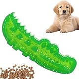 Leckerli-Spender für Hunde, interaktives Kauspielzeug, 12 x 4,5 cm, quietschendes Futterpuzzle, bissfeste Gummi-Bauweise, Zahnreinigungs-Design für mittelgroße große Hunde, Welpenanreicherung