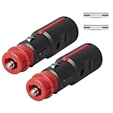 KFZ Universal 12V Zigarettenanzünder Stecker, 21mm Zig./ 12mm DIN- Ersatz Zigarettenanzünder Steckdose 12-24 Volt Normstecker mit 10A Sicherung für Auto LKW PKW Wohnmobil Motorrad (2 PCS)