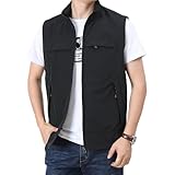 Generisch Laufweste Herren, Herren Weste Sommer Casual Sportweste Leichte Ärmellose Jacke Safariweste Herrenwesten Freizeit Multifunktionsweste Anglerweste Outdoor Jagdweste Schwarz