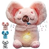 Schlummer Koala Kuscheltier mit Rhythmischen Atembewegung, Musik und Warmes Licht, Atmender Koala Plüschtier, Baby Einschlafhilfe Neugeborenen Geschenk (Rosa)