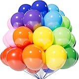 100 Stück Luftballons Bunt, 11 Farben Latex Ballons, 10 Zoll Bunte Luftballons, Helium Luftballons, Luftballons Geburtstag, Regenbogen Ballons für Geburtstagsdeko, Party, Hochzeit, Baby Shower