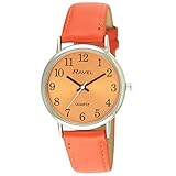 Ravel - Runde silberfarbene Damen-Armbanduhr Brighter Days- Analog Quarz - R0140.08.1 - Helles Orange