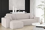 Kaiser Möbel, Ecksofa mit schlaffunktion, mit Bettkasten, Schlafsofa Best, Designer Sofa, Modern Design Couch, Polsterecke, Freistehend, Dicker Cord, Beige Links