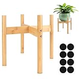 RETON 1 Stück Pflanzenständer aus Holz, Bambus Blumenständer Holz, Blumentopf Ständer mit 8 Anti Rutsch Pads für Innen Außenbereich, Garten, Hof, Zuhause, Büro (25 cm / 9.8 in)
