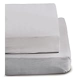 Irisette Feinbiber Spannbetttuch Merkur (nebel, 100x200 cm)