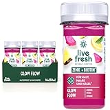 LiveFresh Biotin + Zink Shot – 16x60ml – Kaltgepresste¹ Shots aus Apfel, Ananas & Pitaya – Ohne Zuckerzusatz – In Deutschland hergestellt – Glow Flow