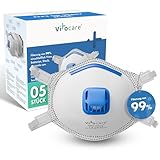 vitocare 5x FFP3 Maske mit Ventil, Atemschutzmaske mit verstellbarem Nasenbügel, Staubmaske mit ergonomischer Form, Mundschutz mit Aerosol Mikrofilter, Staubschutzmaske, Atemmaske (5)