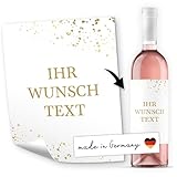 8 Flaschenetiketten selbstklebend mit Text personalisiert - Sticker Etikett Gold-Look - Flaschen Aufkleber für Wein oder Sekt selber gestalten
