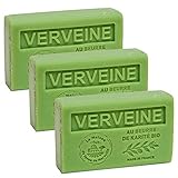 French Soap, Set of 3 x 125g - Verbena - Shea Butter - La Maison du Savon de Marseille