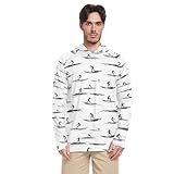 Surfing White Herren-Sonnenhemd, Schutz, langärmelig, für Erwachsene, Rashguards, LSF 50+, Farmer-Shirt, Größe S, Surfing White, Small