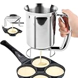 Teigportionierer 800ml, Edelstahl Teigspender, Pancake Portionierer mit Ständer, Pfannkuchenteigspender Portionierer Teig Kuchen Teigspender, Manuell Teigdosierer Teig Spender für Pfannkuchendesserts