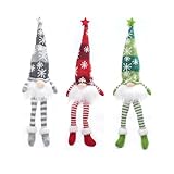 ZYMIADOU LED-beleuchtete Weihnachtsmann-Dekoration mit Strickmütze, lang/kurze Beine, Zwergenform, handgefertigt, Weihnachtsfeierzubehör