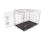 FOURPAW Robuste, faltbare Hundebox aus Metalldraht mit Tablett, Einzeltür, 61 x 41 x 48 cm, Schwarz