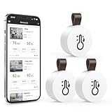 OQIMAX Bluetooth Thermometer Hygrometer, Temperatur und Luftfeuchtigkeitsmesser mit APP & Datenspeicherung, Digital Temperatur Feuchtigkeitssensor für Haus, Gewächshaus, Weinkeller, 3 Stück