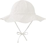 Durio Sonnenhut Baby Hut Kinder Verstellbarer Faltbare UV-Schutz mit Verstellbarem Bindebändern und Breite Krempe Beige Streifen 0-6 Monate (Tag Size XS)