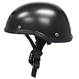 VISLONE Motorrad Halb Jethelm, Mattschwarzer Schutzschalenhelm, Motorradhelm Halbhelme Universal für Motorrad, Roller Bike, E-Bike (Passend für Kopfumfang 55-62 cm)（Schwarz）