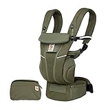 Ergobaby Omni Breeze Babytrage für Neugeborene ab Geburt bis 20kg, 4 Positionen SoftFlex Mesh Ergonomische Babybauchtrage Rückentrage Baby-Tragetasche, Olive Green