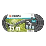 Gardena Liano Life Textilschlauch 1/2 Zoll, 15m Set: Hochflexibler Gartenschlauch aus Textilgewebe, mit PVC-Innenschlauch, kein Abknicken, leichtgewichtig, wetterbeständig (18445-20)