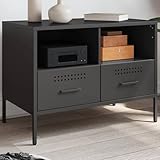 qohoio TV-Schrank TV MöBel Fernsehschrank TV Cabinet Fernsehtisch Schrank Wohnzimmer Schwarz 68x39x50,5 cm Stahl - 843042